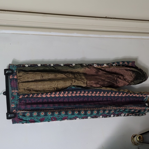 Vintage Tienda Ho Cropped Pants Boho Hippie Rayon Glass Buttons S/M Free Size - Picture 2 of 11